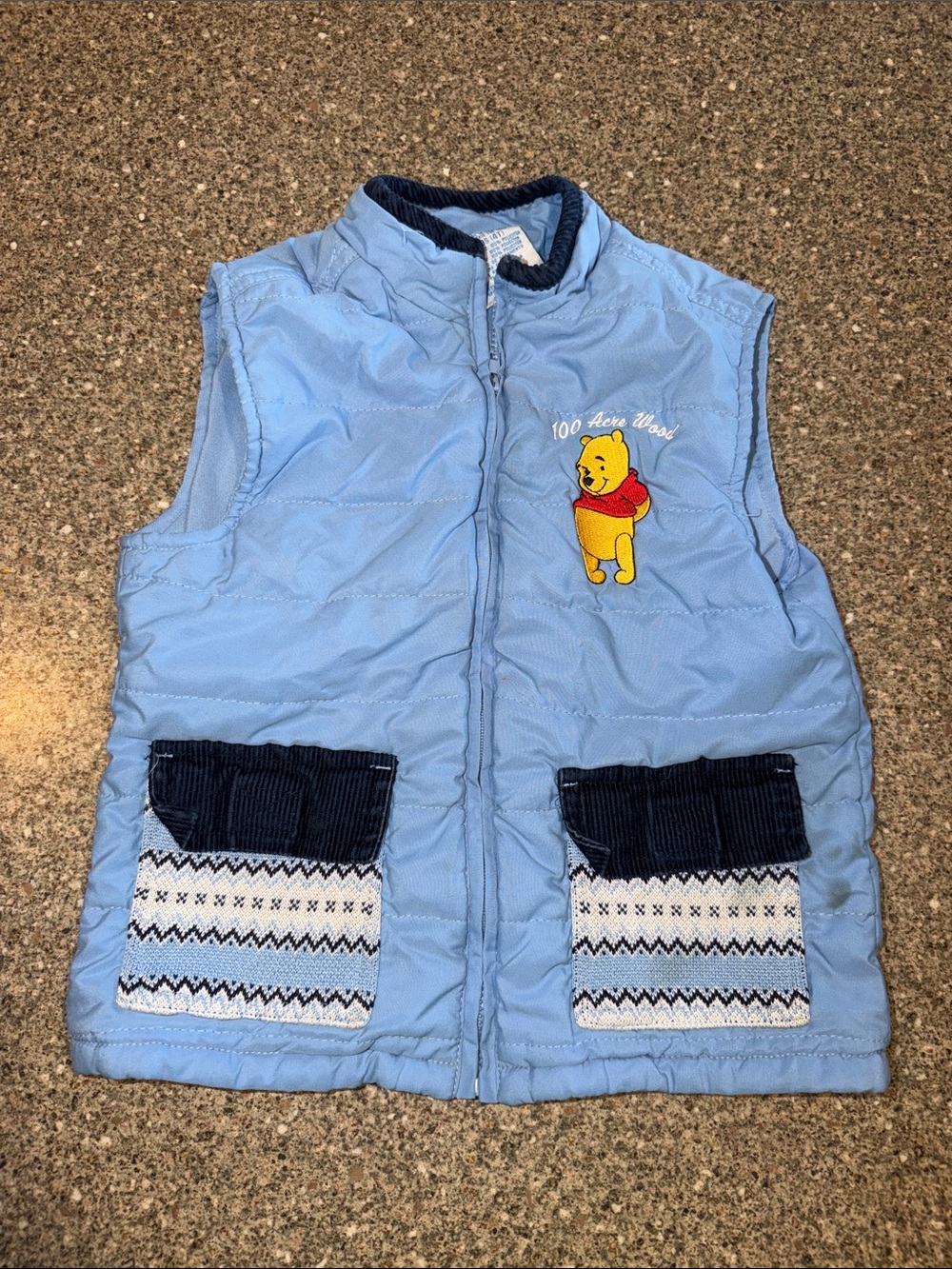 Winnie the Pooh Vintage Light Blue Puffer Vest
